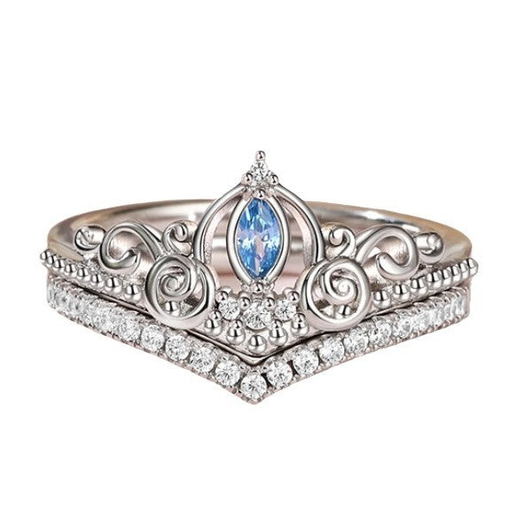 Crown Shape Lady Couple Rings Simple Fashion Valentine's Day Gift Ornament