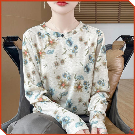 Round Neck Pullover Light Luxury Skin-friendly All-match Bottoming Shirt