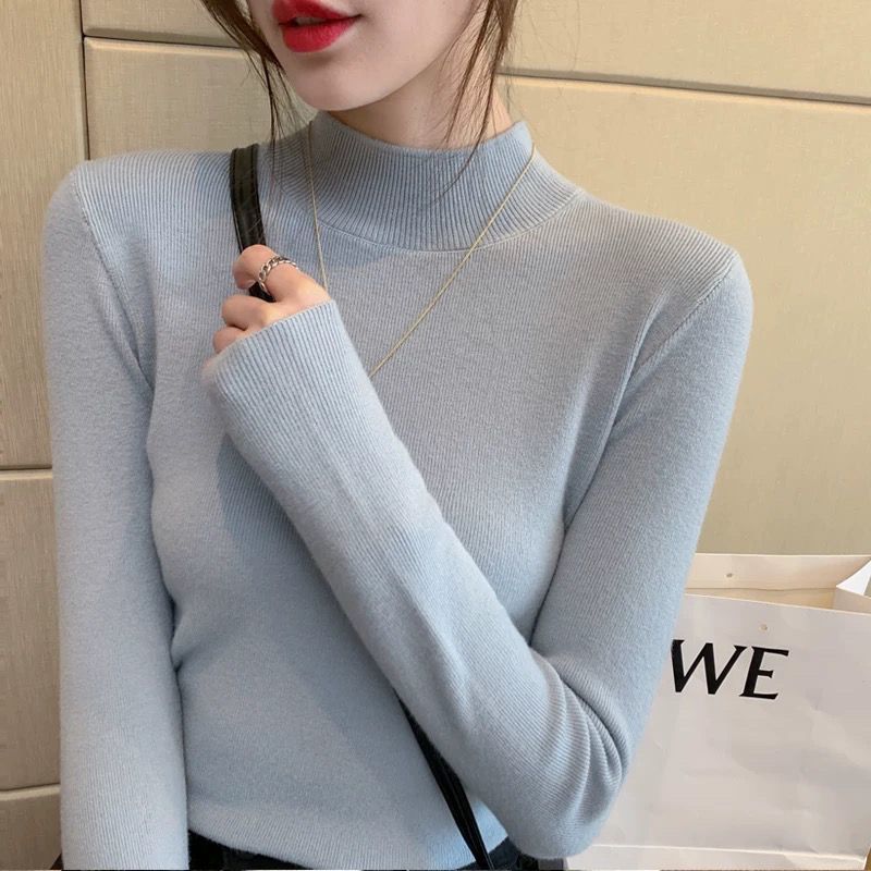 Inner Knitted Bottoming Shirt Slim Fit Slimming Long Sleeves Versatile Western Style Top