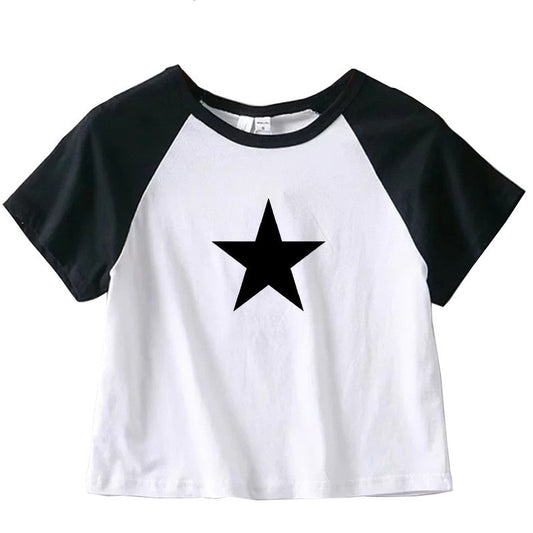 Women's Fashionable And Unique Pentagram Midriff-baring T-shirt
