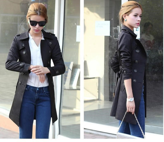 Spring And Autumn Women's Double-breasted Trench Coat Coat