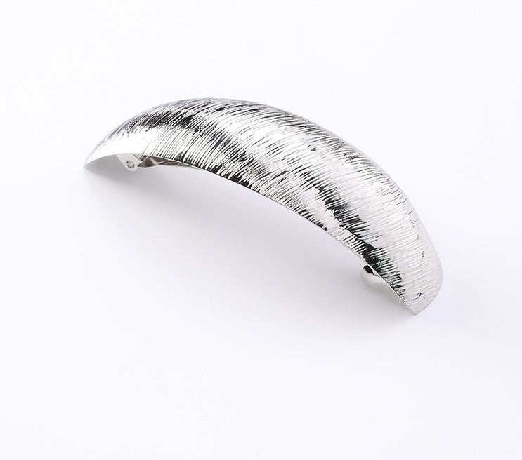 Korean New Headwear Simple Brushed Metal Curved Hair Clips Wild Elegant Horsetail Clip Small Horizontal Clip