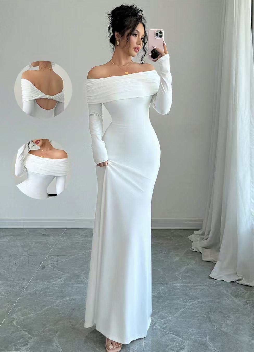 Women's Off-shoulder Fashion Slim Temperament Sexy Sheath Dress