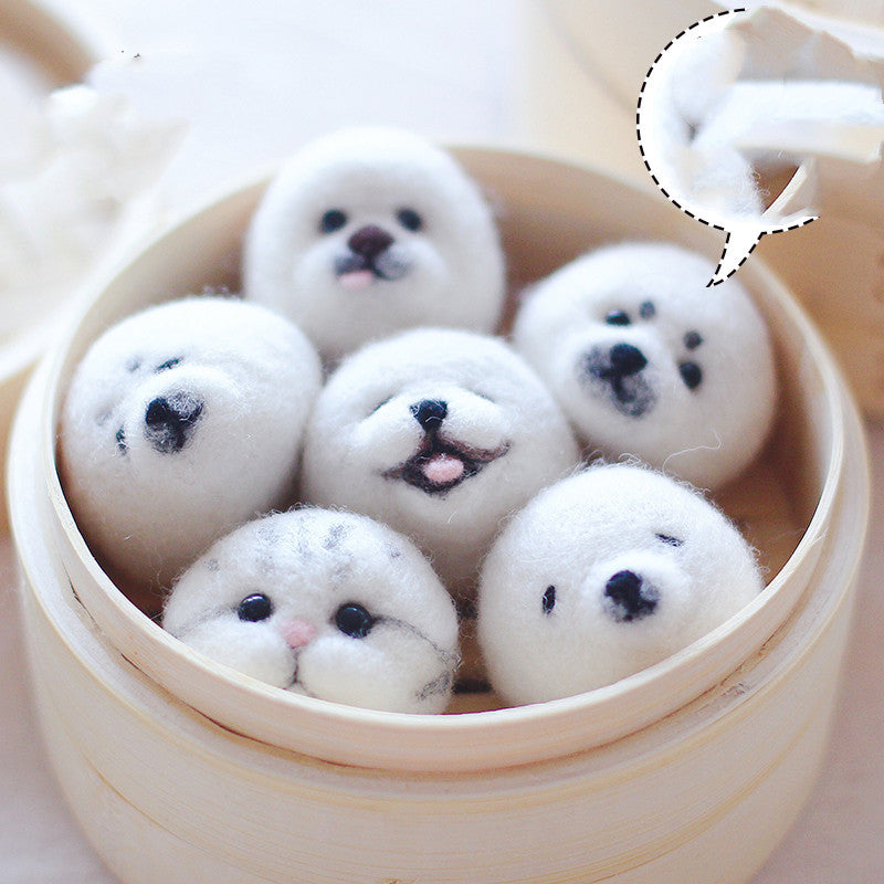 DIY Handmade Material Package Poke Needle Non-finished Wool Felt Dolls Creative Birthday Gift Wool Felt Dumpling