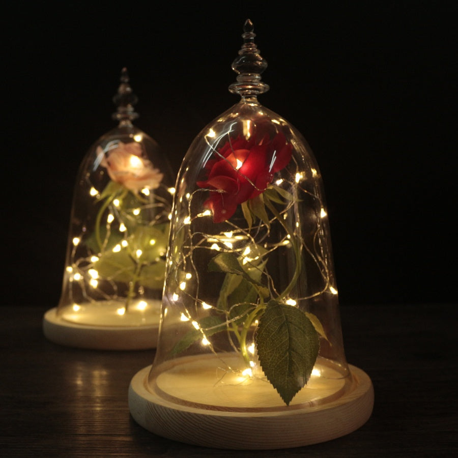 Immortal flower glass cover rose glass cover Valentine's Day gift Christmas gift gold foil flower creative ornament