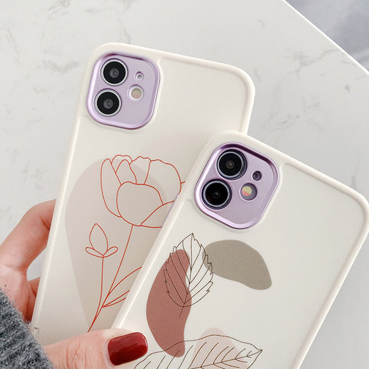 Compatible With , Compatible With , Vintage Leaf Flower Phone Case Shockproof Soft Back Cover