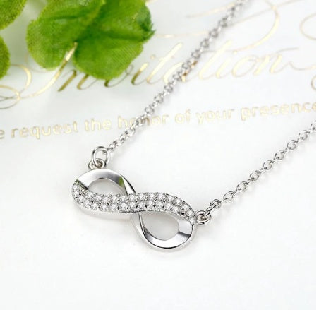 Valentine'S Day Gift Sterling Silver Infinite Eternal Diamond Necklace Sterling Silver Jewelry