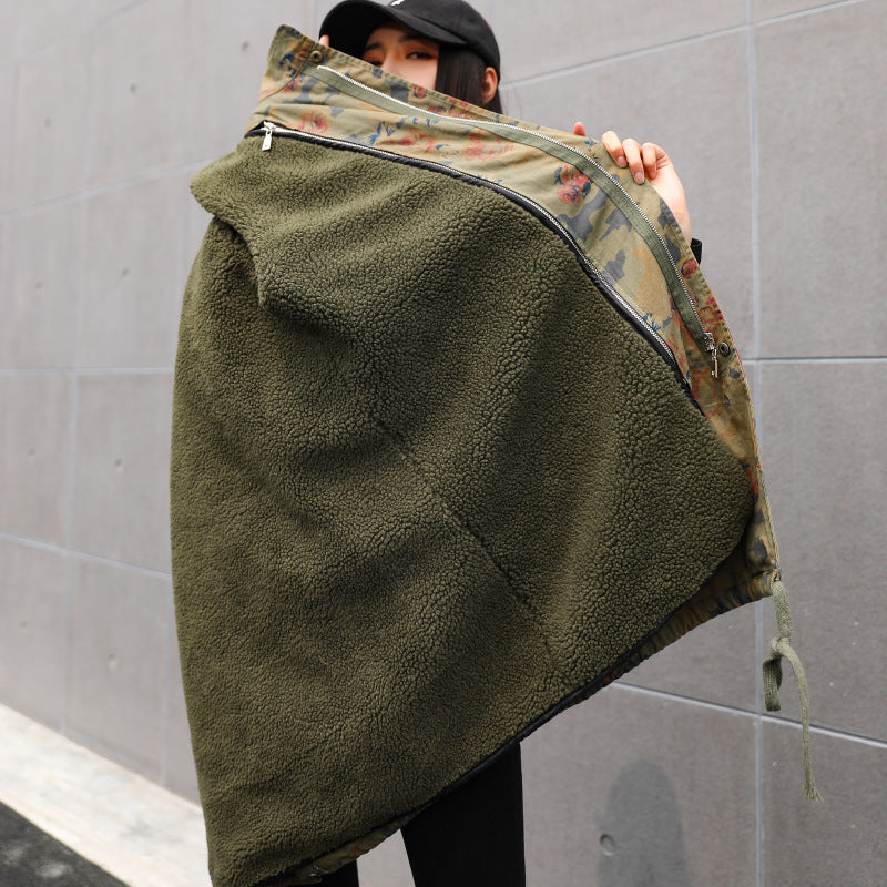 Mid-Length Leopard Print Camouflage Rivet European Street Heavy Industry Trench Coat