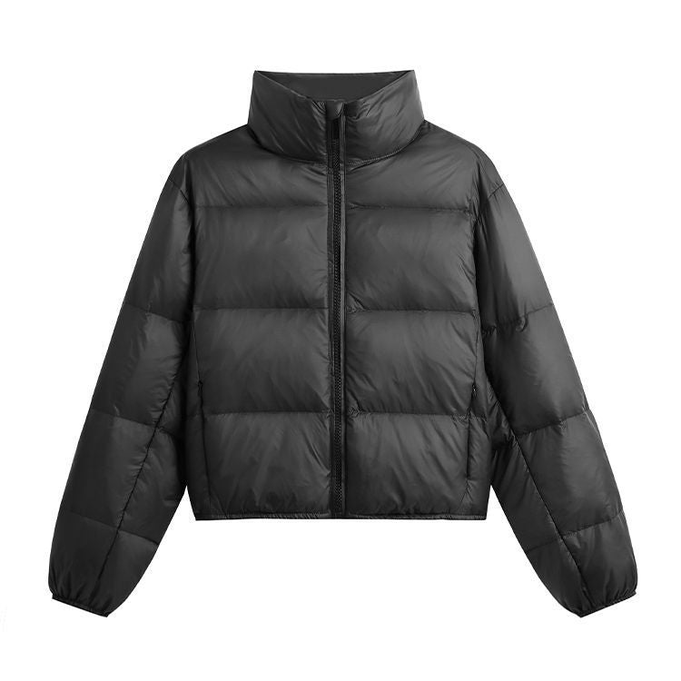 Cropped Cotton Puffer Jacket With A Stand-up Collar For Petite