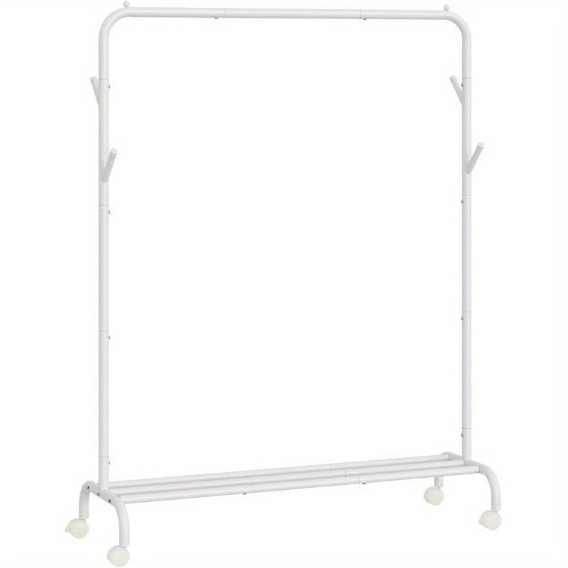 Clothes Rail, Clothes Rack, Single Clothes Hanging Rail, Heavy-Duty Metal Frame, with Wheels and Shelf, 50 kg Total Max. Load, 103. 5 cm Wide, Clothing Storage