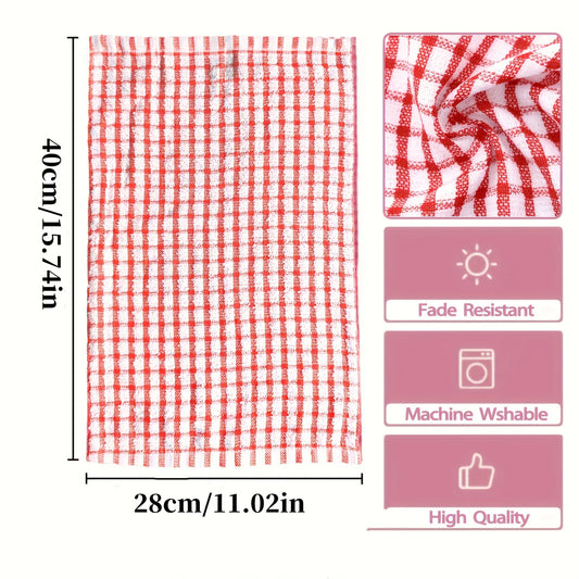 5/10pcs Large Size Cloths, Dishwashing Cloths, Table Cleaning Cloths, Randomly Colored Checkered Napkins, Absorbent Wet Wipes, Kitchen Cleaning Cloths, Cleaning Tools, Reusable Napkins, Tea Towels
