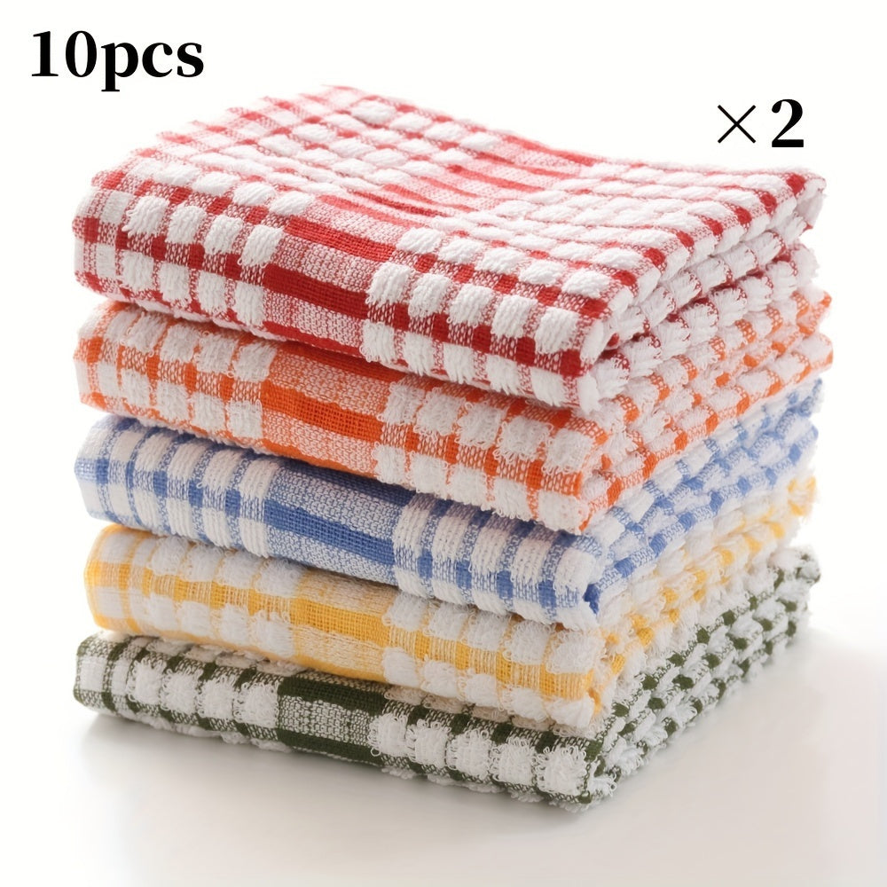 5/10pcs Large Size Cloths, Dishwashing Cloths, Table Cleaning Cloths, Randomly Colored Checkered Napkins, Absorbent Wet Wipes, Kitchen Cleaning Cloths, Cleaning Tools, Reusable Napkins, Tea Towels