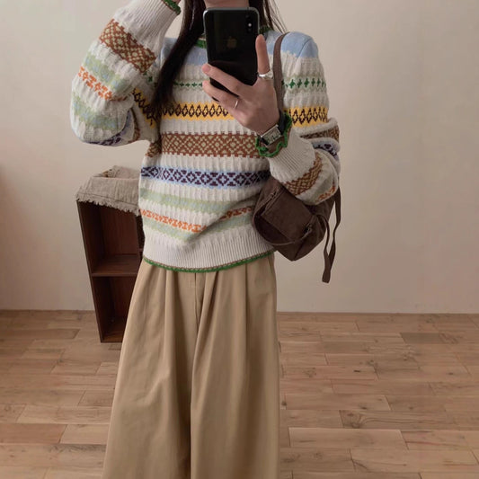 Women's Korean-style High-end Loose Jacquard Knitted Sweater