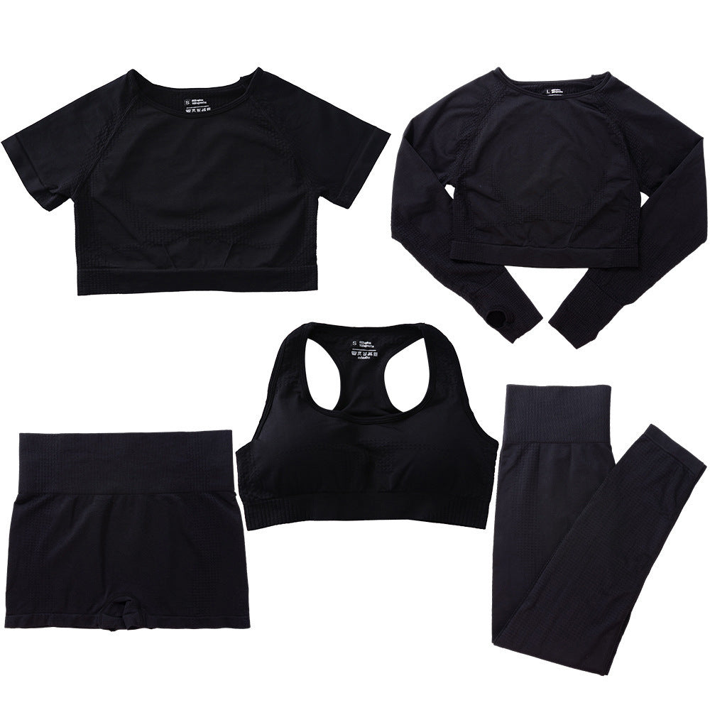 Women's Fashion Dot Fitness Yoga Outfit Five-Piece Set