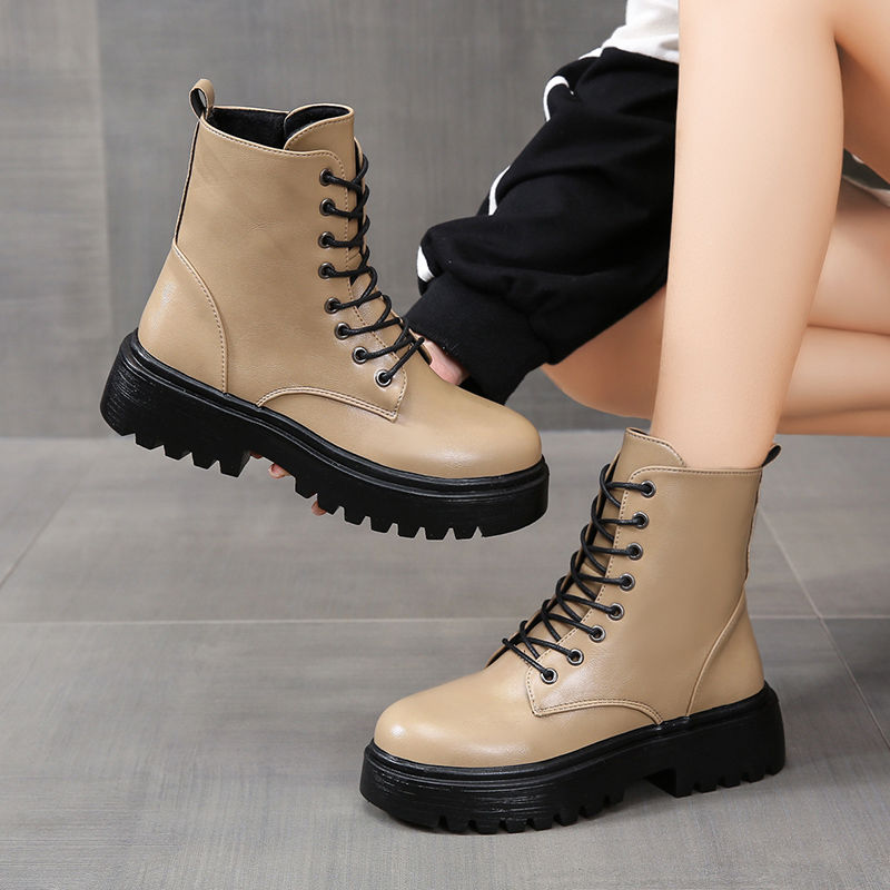 Women's Chunky Platform Round-Toe Ankle Boots with Thick TPR Sole & Faux Upper - Chunky Heel (1-2cm) Round Toe s, Black Faux & TPR Outsole for Casual, Office, Party - Round-Toe Booties