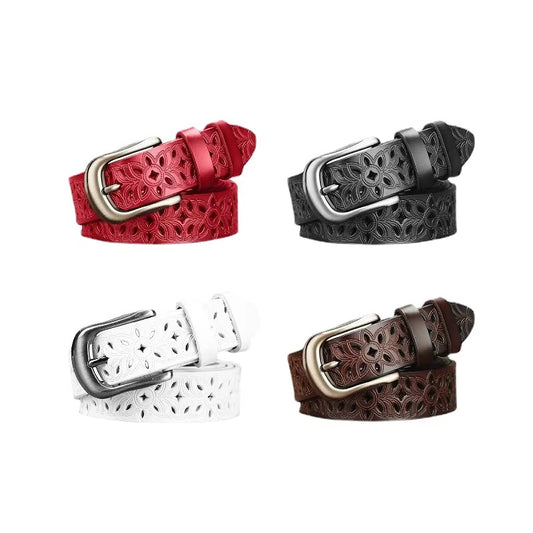 New Belt Hollow Pattern Belt Ladies Trend Waistband Genuine Woman Belt Vintage Pin Buckle Strap Jeans