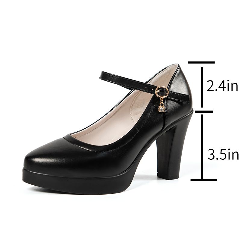 Women's Ultrahigh Block Heel Mary Jane Pumps - Non-Slip Round Toe Shoes