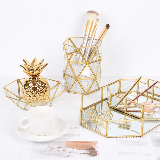 Gold beauty brush makeup brush storage bucket