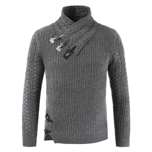 Men's Scalp Button Irregular Long Sleeve T-Shirt