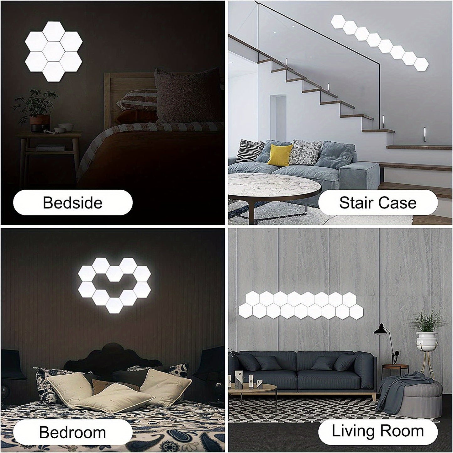 Hexagonal LED Wall Lights 6-Pack - Touch Control Modern Ambient Lighting