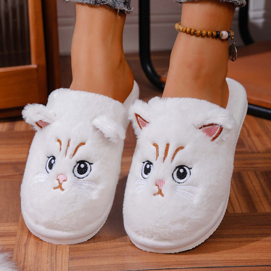 Christmas Plush Closed Toe Open Toe Cotton Slippers