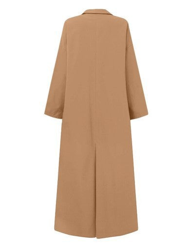 Fashionable Chinese Style Solid Color Long Trench Coat