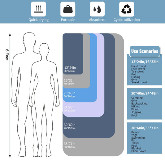 Quick Drying Absorbent 1pc Mutao Microfiber Towel - With Mesh Bag For Camping, Gym Yoga, Backpacking, Hiking