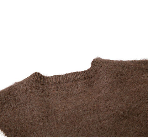 XINGX Loose Sweater Autumn Long Sleeve Round Neck Couple Knitted Top