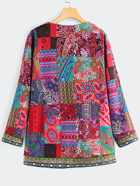 Printed loose long sleeve jacket