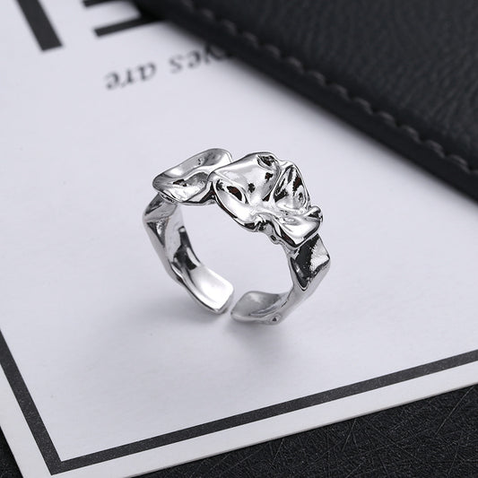 Metal Wind Exaggerated Folds Ring Women's Fashion Irregular