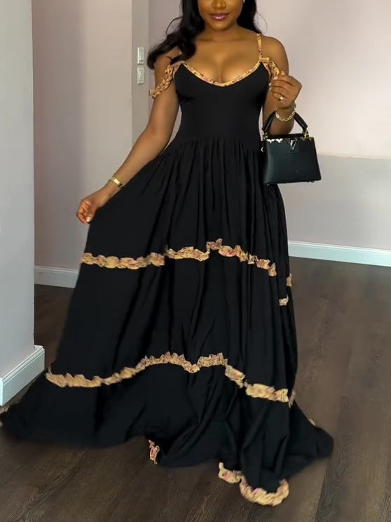 Black Lace Halter Dress