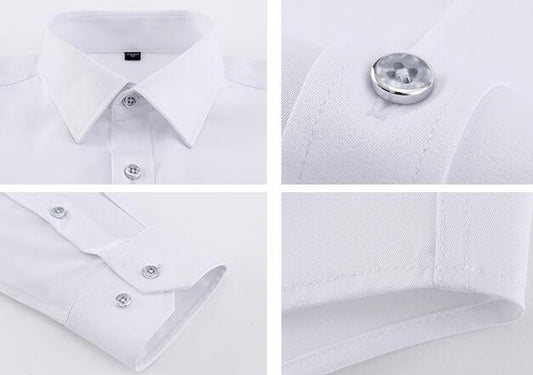 Men's Solid Color Square Collar Long-sleeved Shirt