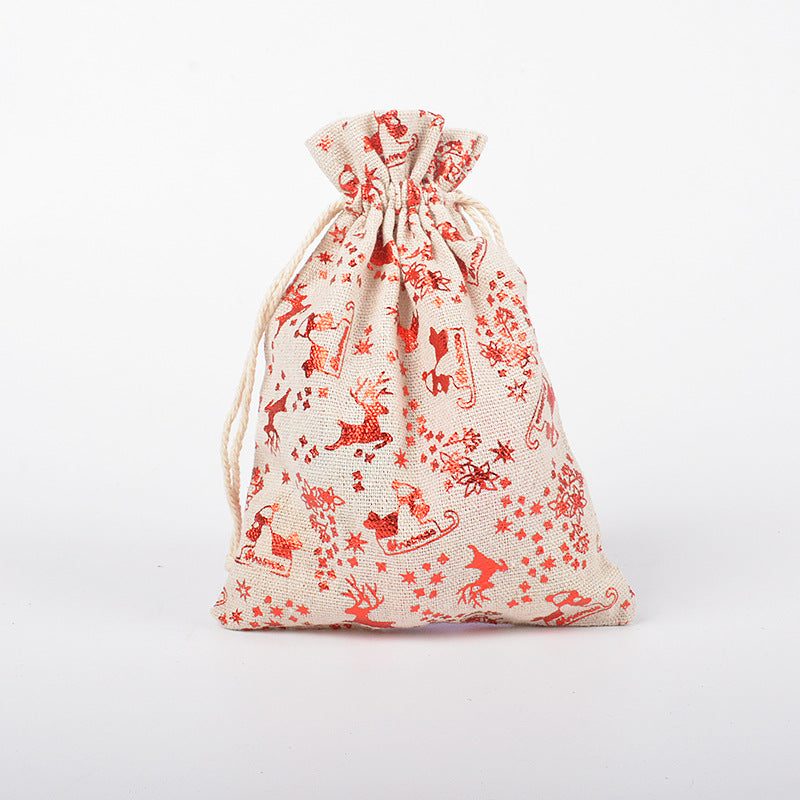 Snowflake Elk Candy Cotton Linen Packaging Bag