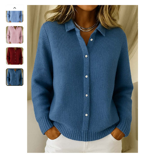 Casual Fashion Button Knitted Lapel Sweater