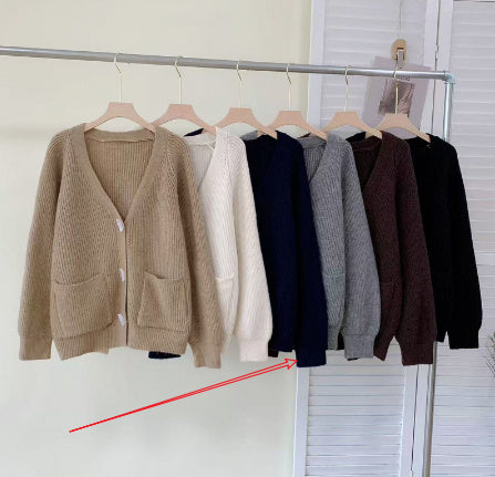 Winter New Horn Button Loose Sweater Coat