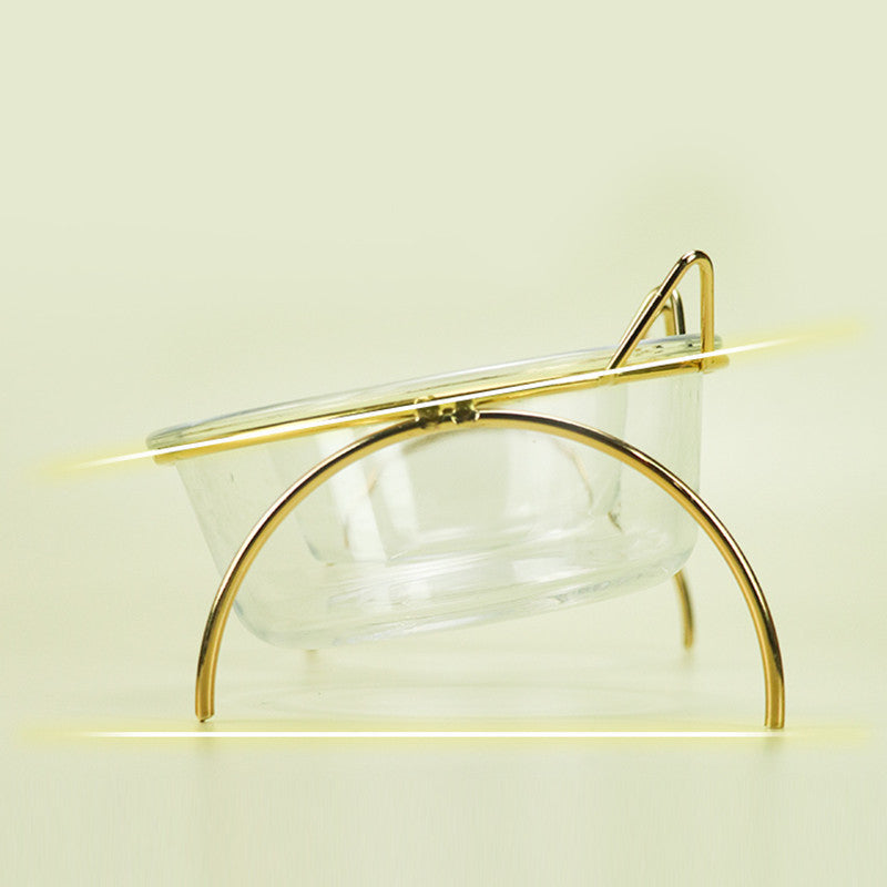 Katzennapf aus Glas, Trinknapf und Futterspender mit Metallgestell für Katzen und Welpen