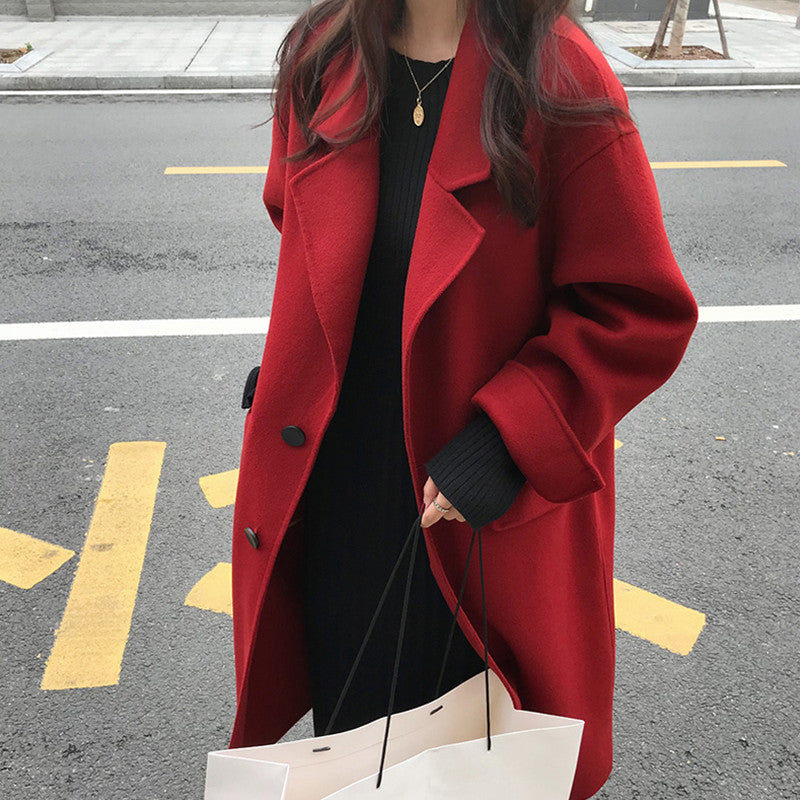 Mid-length Cashmere Over-the-knee Coat For Women