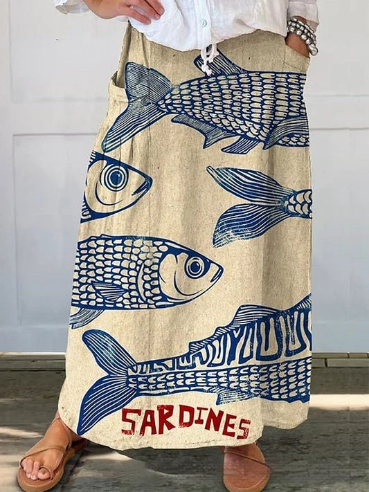 Casual Temperament Commute Floral Stripe Women's Skirt