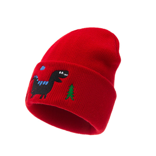 Embroidered Dinosaur Knitted Children's Hat Dome