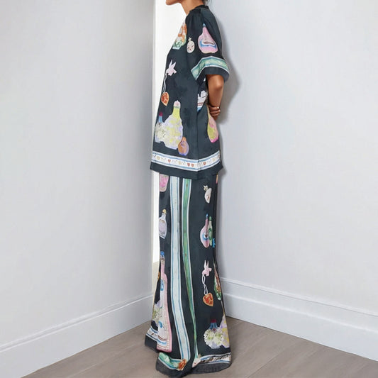 Sleeve Cardigan Color Matching Vacation Fashion Casual Set Women