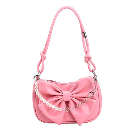 Niche Crossbody Texture Chain Bow Shoulder Bag