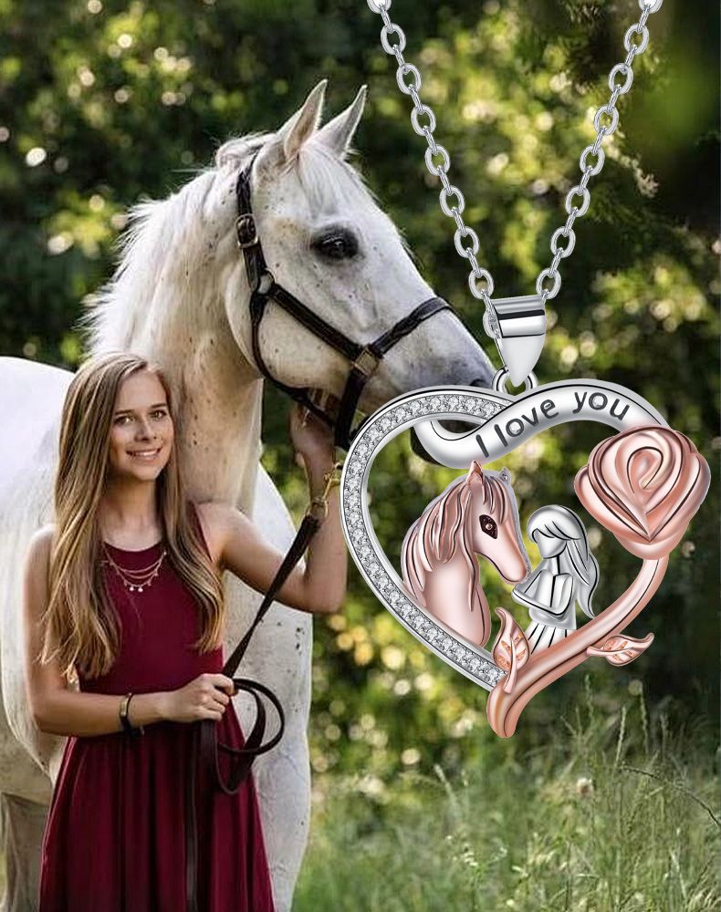 Fashion Girl And Horse Necklace Women's Valentine's Day Gift