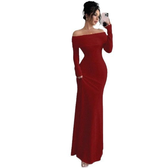 Women's Off-shoulder Fashion Slim Temperament Sexy Sheath Dress