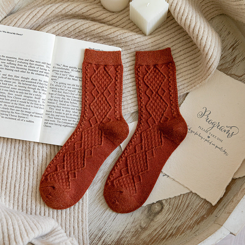 Solid Color Fashion Warm Classic Pattern Wool Socks