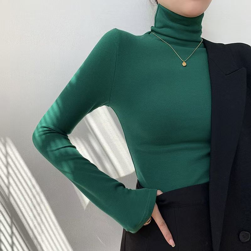 High-neck Long Sleeve Slim-fit Korean-style Women's Top