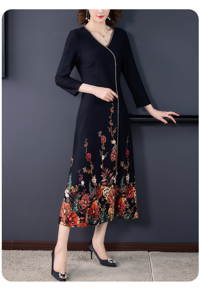 Women's Ninth Sleeve Mid-length Fashion Style Dress