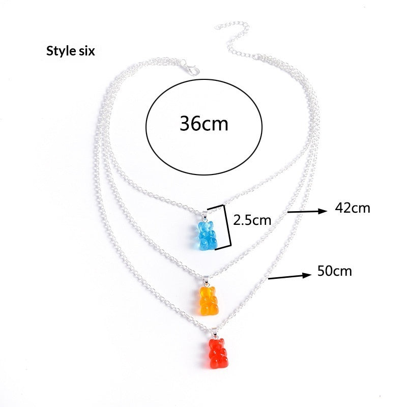 INS Fashion Pendant Personalized Candy-colored Little Bear Necklace