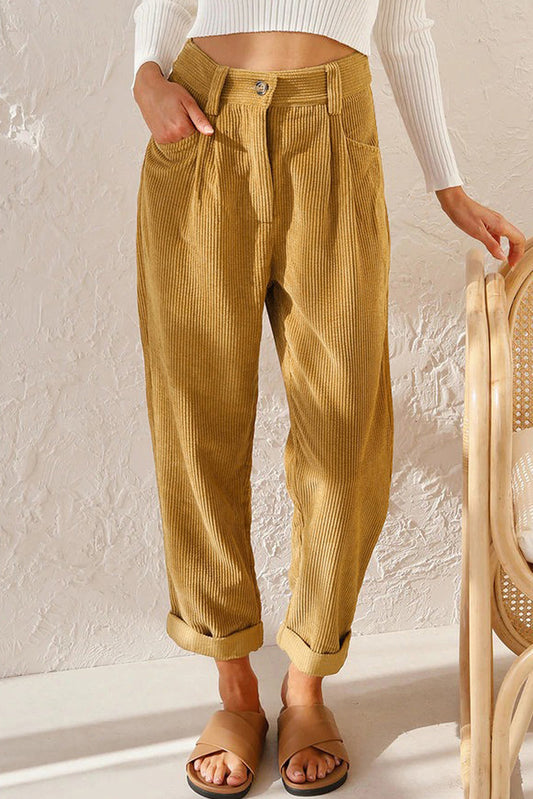 Baggy Corduroy Straight Pants Oversized Spodnie Elegant Trousers New Broek Women Causal Spring Fall High Wasit Pantalones