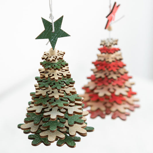 Wooden Christmas Tree Bell Pendant Room Living Room