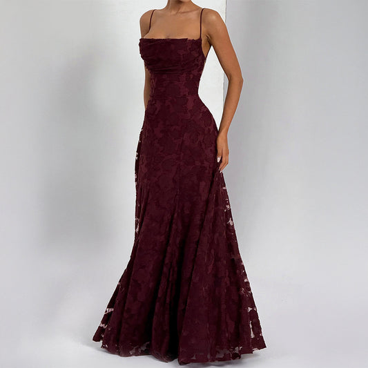 Elegant And Sophisticated Strap A-line Maxi Dress For Women Western Style